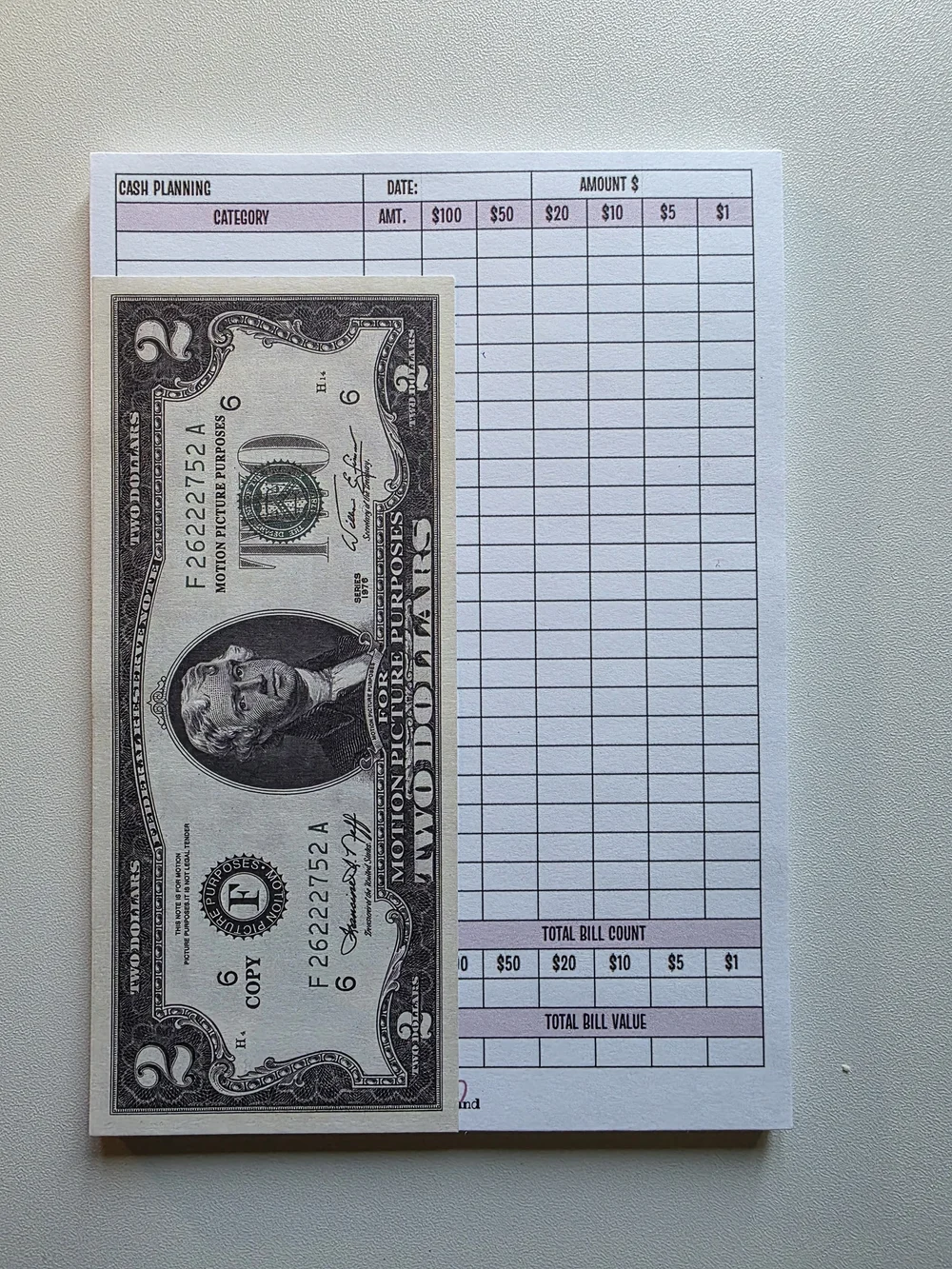 Livvy Land Cash Planning Pad - Pink Accent 5 X 7